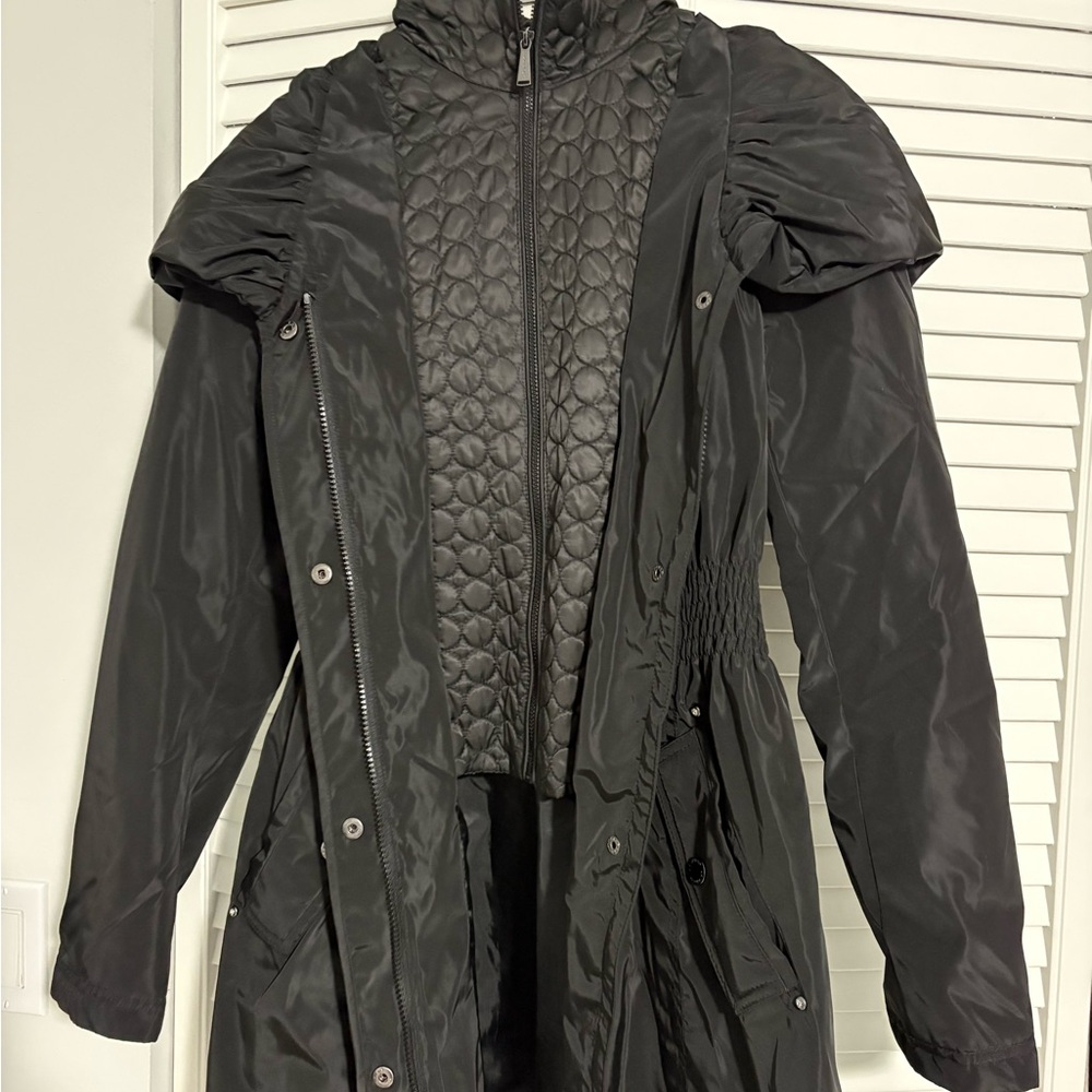 Chinese Laundry Black Quilted-Shell Trench Coat